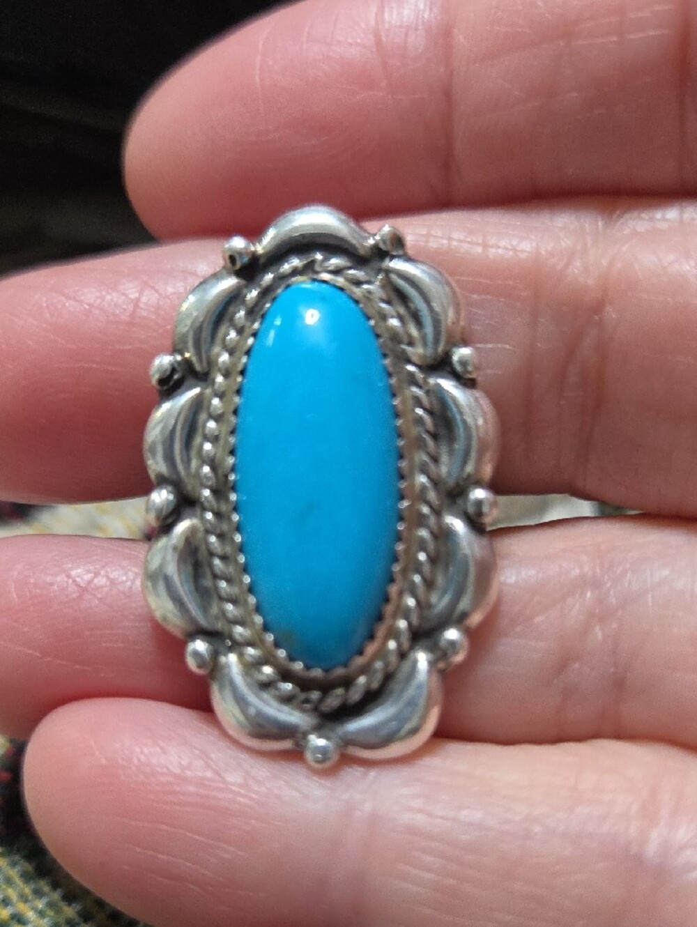 Stunning Sleeping Beauty Turquoise Ring - Sterling Silver, Hallmarked